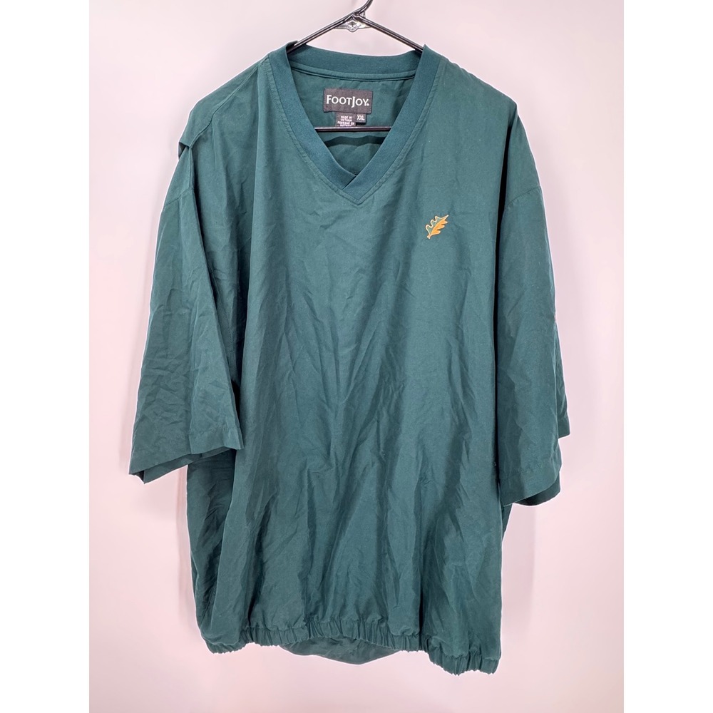 FootJoy Mens XXL‎ Golf Pullover Jacket Windbreaker Short Sleeve Dark Green Leaf